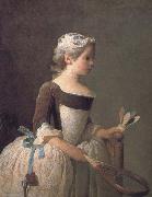 Jean Baptiste Simeon Chardin Girl holding a badminton Sweden oil painting reproduction